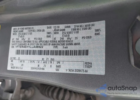 2020 Ford Ranger Xlt из США, поврежденный, VIN 1FTER4EH1LLA08922